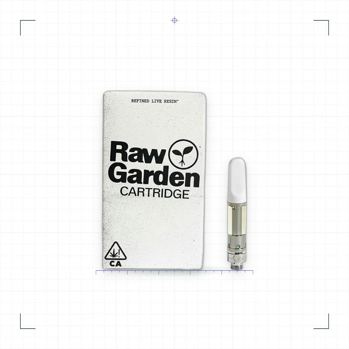Raw Garden GovernMint Oasis 1g refined live resin cartridge on a white survey sheet